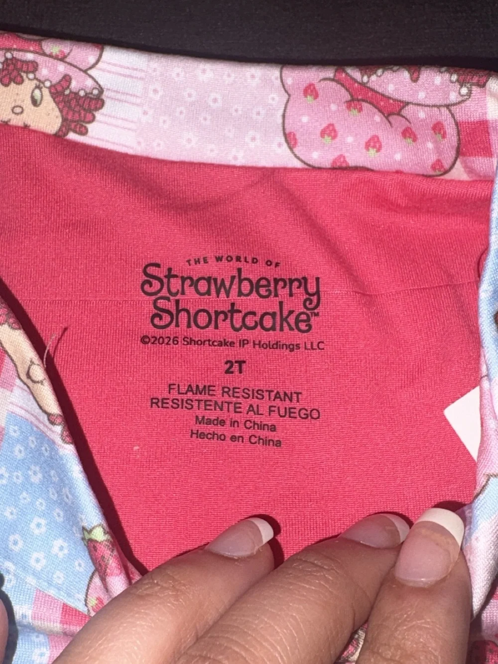 Girls Strawberry Patch Shortie Pajama Set - Pink/Blue